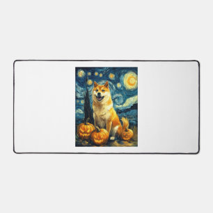 Shiba Inu Cute Dog Halloween Jack O Lantern Pumpki Desk Mat