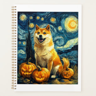 Shiba Inu Cute Dog Halloween Jack O Lantern Pumpki Planner