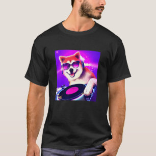 Shiba Inu DJ Party Club Disc Jockey Gif EDM Dance  T-Shirt