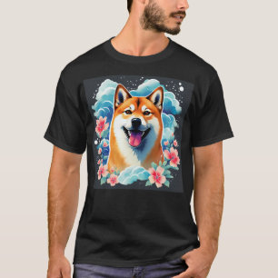 Shiba Inu Dog and Flowers T-Shirt
