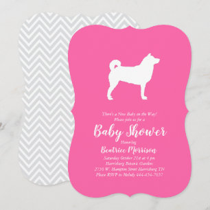 Shiba Inu Dog Baby Shower Girl Pink Invitation