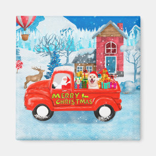 Shiba Inu Dog Christmas Delivery Truck Snow Magnet