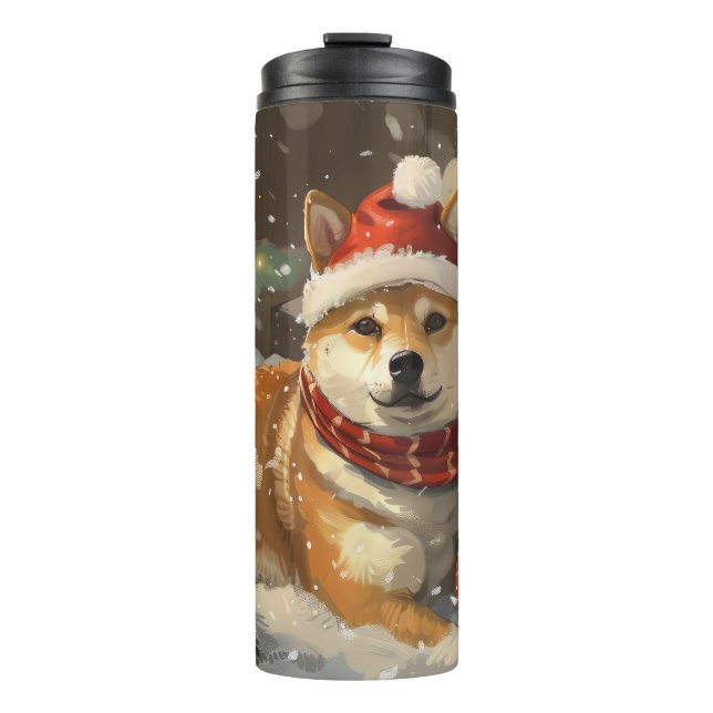 Shiba Inu Dog Christmas Festive Thermal Tumbler (Front)
