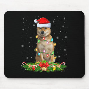 Shiba Inu Dog Christmas Lights Funny Santa Hat Xma Mouse Pad