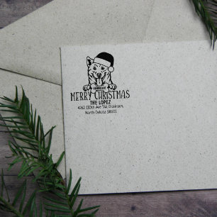 Shiba Inu Dog Christmas Return Address  Rubber Stamp