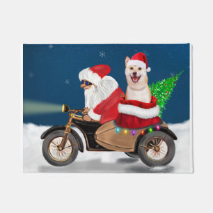 Shiba Inu Dog Christmas Santa Claus   Doormat