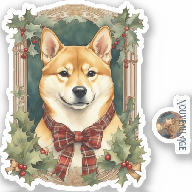 Shiba Inu Dog Christmas Sticker (Front)