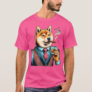 Shiba Inu Dog Cigar And Whiskey T-Shirt