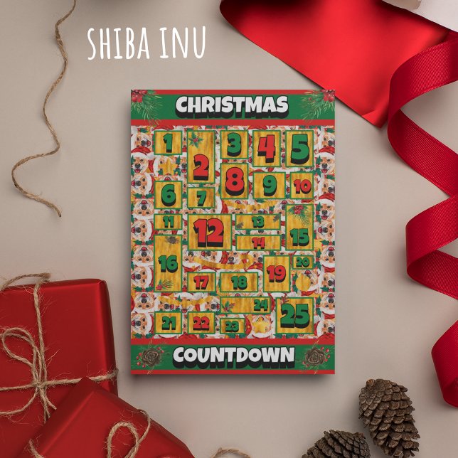 Shiba Inu Dog Countdown Christmas Advent Calendar Holiday Card (Creator Uploaded)