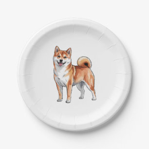 Shiba Inu Dog - Cute and Happy Paper Plate