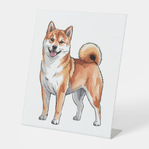 Shiba Inu Dog - Cute and Happy Pedestal Sign