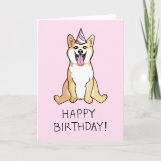 Shiba Inu Dog Drawing Happy Birthday Card