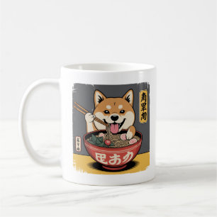 Shiba Inu Dog Eating Ramen Coffee Mug