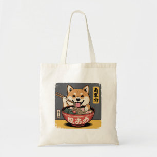 Shiba Inu Dog Eating Ramen Tote Bag