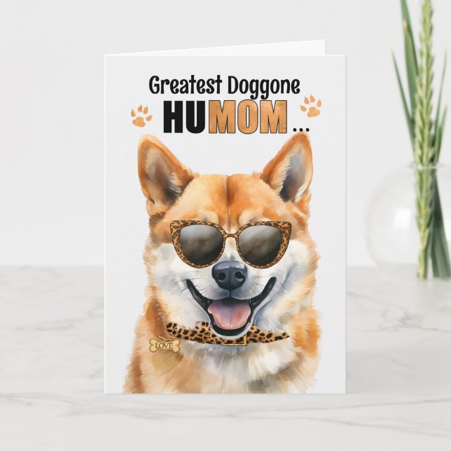 Shiba Inu Dog Greatest HuMOM Mother's Day Holiday Card (Front)