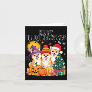 Shiba Inu Dog Halloween Christmas Hallothanksmas Card