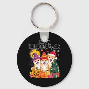 Shiba Inu Dog Halloween Christmas Hallothanksmas Key Ring
