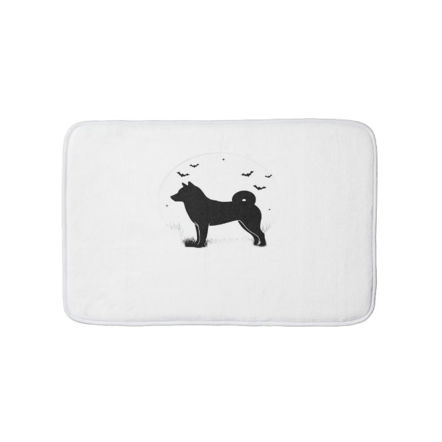 Shiba Inu Dog – Halloween Moon Silhouette Oversize Bath Mat (Front)