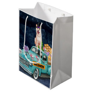 Shiba Inu Dog Halloween Truck Scary Night Medium Gift Bag