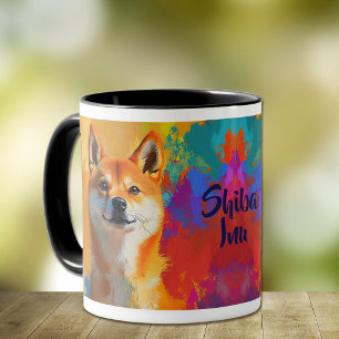 Shiba Inu Dog Impressionistic Paint Mug