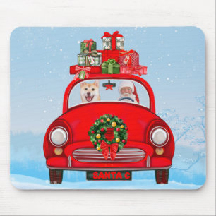 Shiba Inu Dog In Car With Santa Claus Mouse Pad