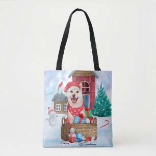 Shiba Inu Dog In snow Christmas Dog House Tote Bag