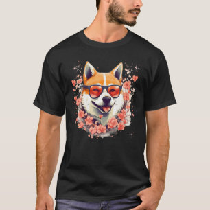 Shiba Inu Dog Japanese Cherry Blossom Sakura Flowe T-Shirt