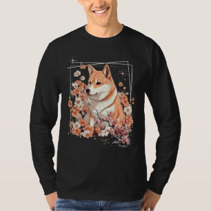 Shiba Inu Dog Japanese Cherry Blossom Sakura Flowe T-Shirt