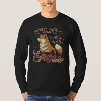 Shiba Inu Dog Japanese Graphic Cherry Blossom Saku T-Shirt