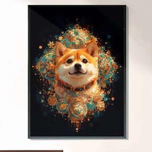 Shiba Inu Dog Mandala Art Japanese Style Poster