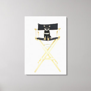 Shiba Inu dog on director's chair Canvas Print