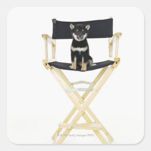 Shiba Inu dog on director's chair Square Sticker