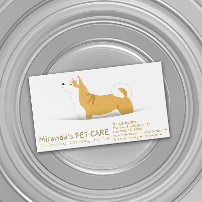 Shiba Inu Dog Pet Care Sitting Bathing & Grooming Magnetic Business Card (Creator Uploaded)