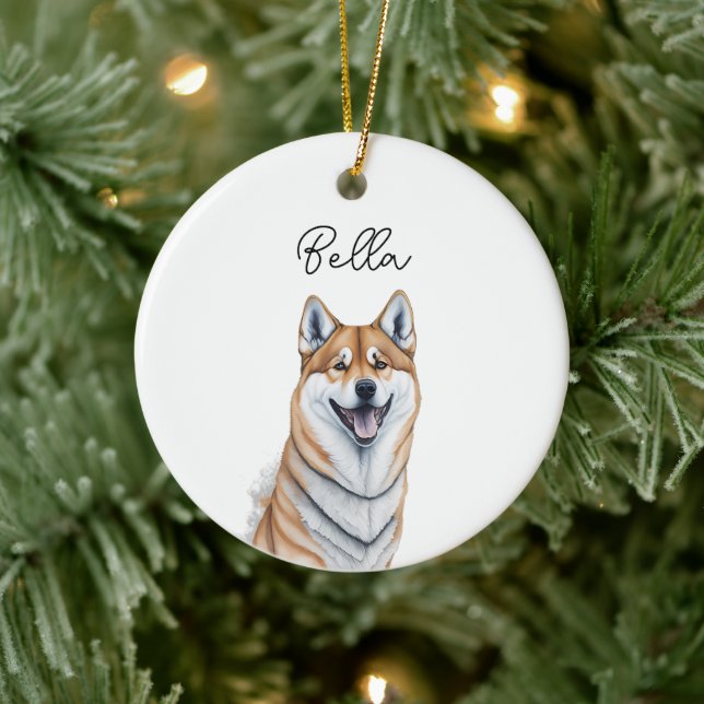 Shiba Inu Dog Pet Custom Name Holiday Christmas Ceramic Tree Decoration (Tree)