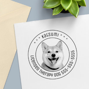 Shiba Inu Dog Pet Photo Round Self-inking Stamp