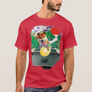 Shiba Inu Dog Playing Table Tennis Ping Pong T-Shirt