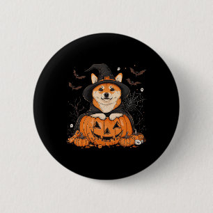 Shiba Inu Dog Pumpkin Halloween Thanksgiving Men W 6 Cm Round Badge