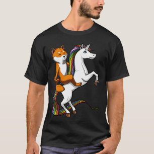 Shiba Inu Dog Riding Unicorn T-Shirt