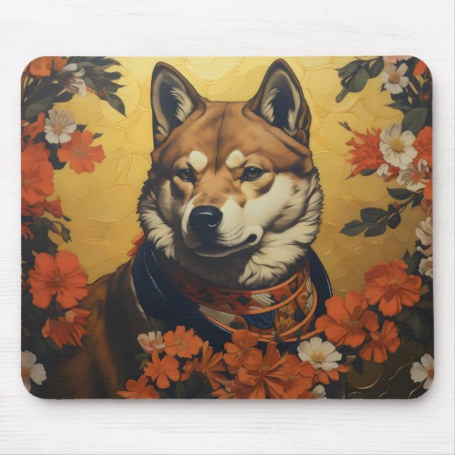 Shiba Inu Dog Samurai Mouse Pad (Front)