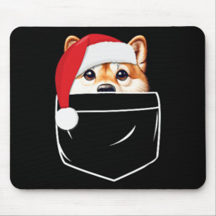 Shiba Inu Dog Santa Hat Christmas Pocket Fun Xmas Mouse Pad