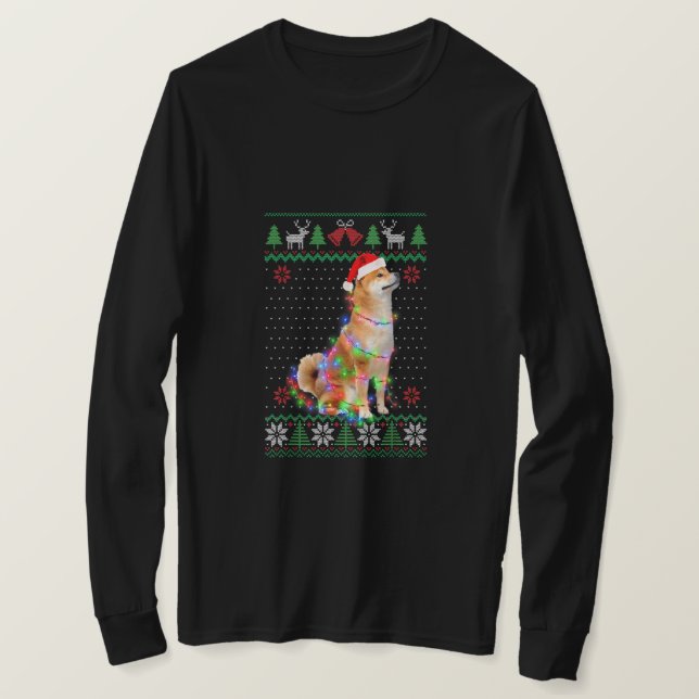 Shiba Inu Dog Ugly Sweater Christmas Puppy Dog Lov (Design Front)