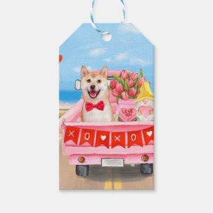 Shiba Inu Dog Valentine's Day Truck Hearts Gift Tags