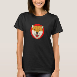 Shiba Inu Dog With Circle Red Background Shiba In T-Shirt