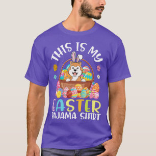 Shiba Inu Dog With Eggs Basket This Is My Easter P T-Shirt