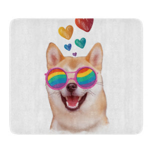 Shiba Inu Dog with Hearts Valentine's Day Cutting Board