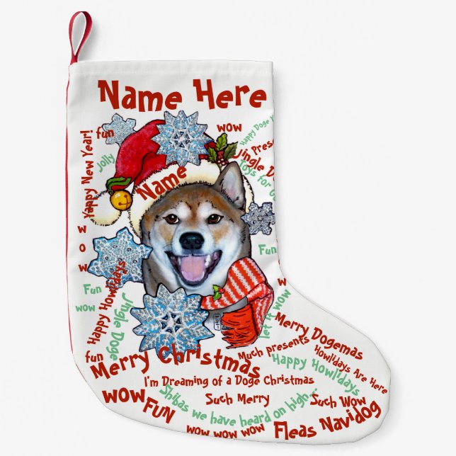 Shiba Inu Doge Christmas Stocking Pet Personalised (Front)