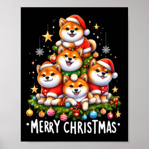 Shiba Inu Dogs Merry Christmas Xmas Gifts Christma Poster