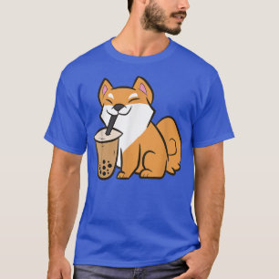 Shiba Inu Drinking Bubble Tea Kawaii Shiba Inu Wit T-Shirt