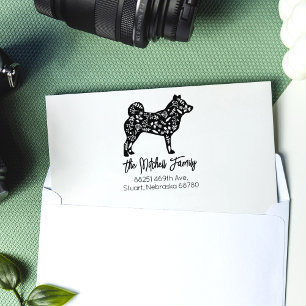 Shiba Inu Family Return Address Rubber Stamp