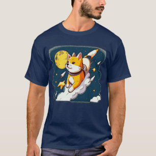 shiba inu flying into space with a rocket10 T-Shirt